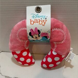 Disney Baby NEW Minnie Mouse Neck Roll Travel Pillow  Pink White Polka Dot 9”